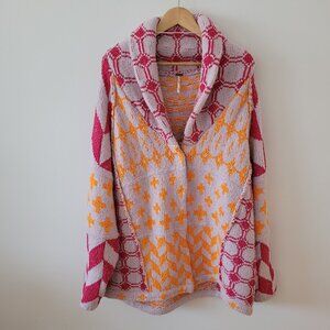 Free People Pink and Orange Cardigan-XL